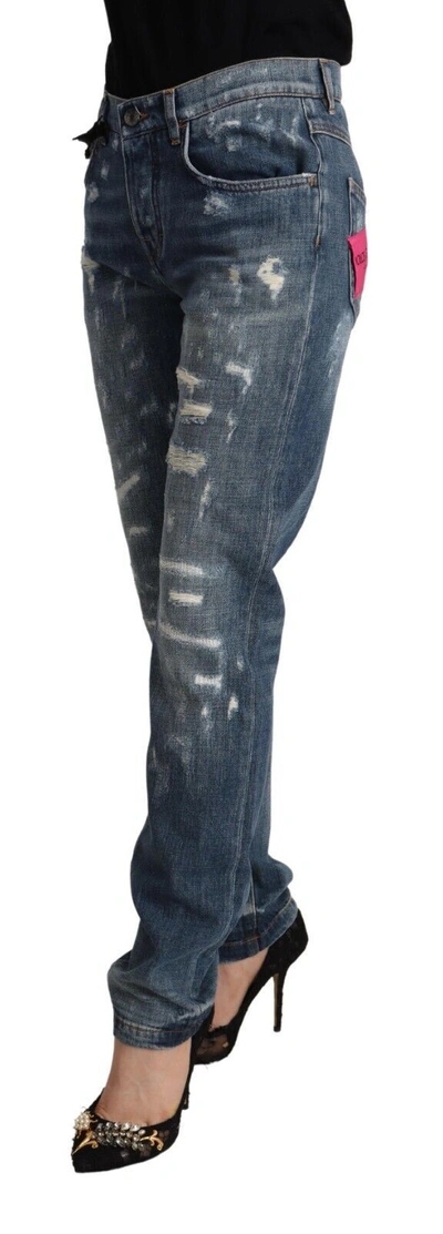 Dolce & Gabbana Distressed Boyfriend Jeans In Blue
