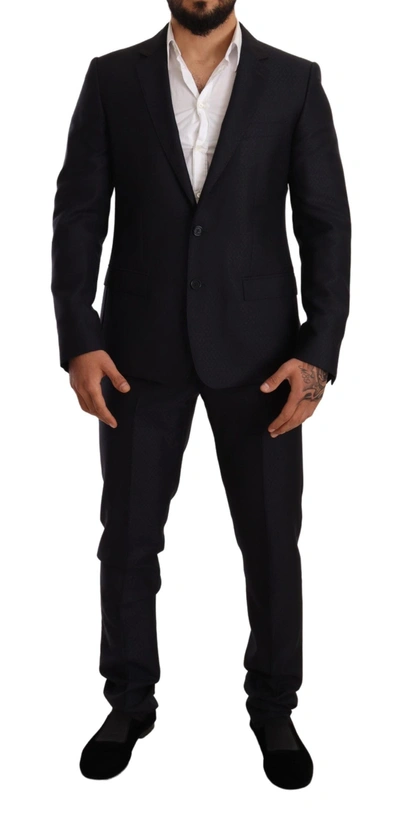 Shop Dolce & Gabbana Elegant Slim Fit Jacquard Suit In Men's Blue