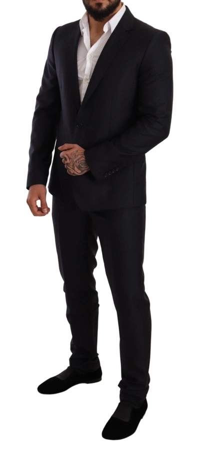 Dolce & Gabbana Black Slim Fit Coat Jacket Martini Blazer In Blue
