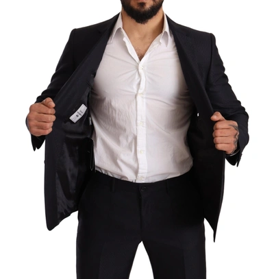 Dolce & Gabbana Black Slim Fit Coat Jacket Martini Blazer In Blue