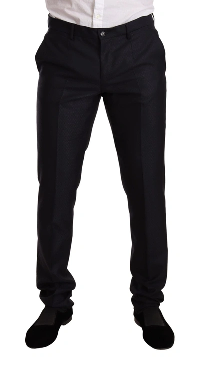 Shop Dolce & Gabbana Elegant Slim Fit Jacquard Suit In Men's Blue