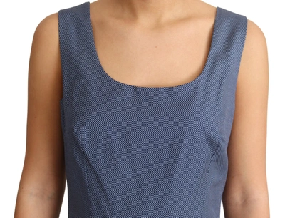 Dolce & Gabbana Blue Beige Geometric Cotton A-line Dress In Blue