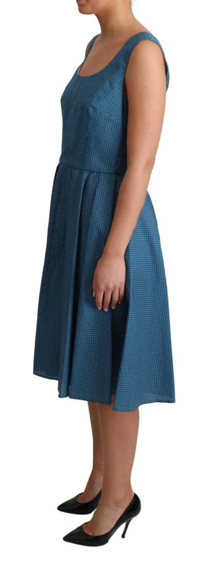 Shop Dolce & Gabbana Blue Polka Dotted Sleeveless A-line Women's Dress