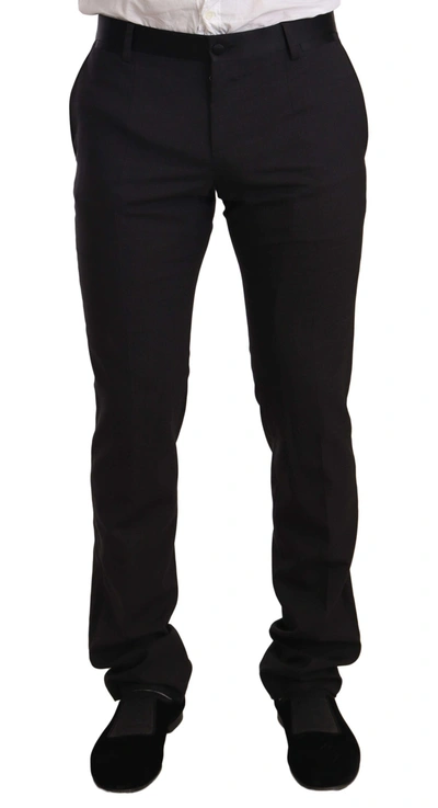 Dolce & Gabbana Blue Velvet Cotton Slim Fit Smoking Suit In Blue
