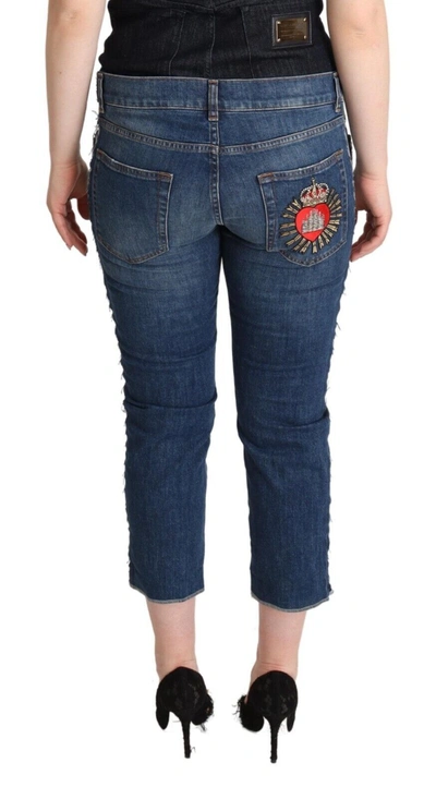 Shop Dolce & Gabbana Elegant Mid-waist Cropped Women's Denim In Blue