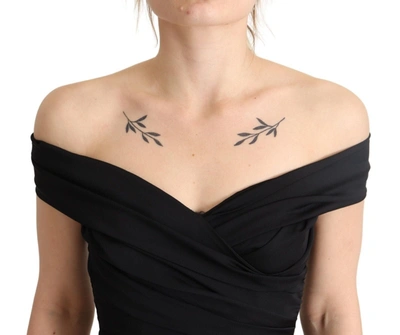 Shop Dolce & Gabbana Elegant Black Silk Off-shoulder Women's Dress