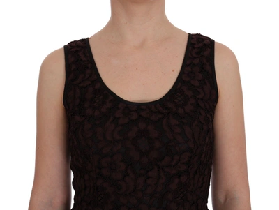 Dolce & Gabbana Bordeaux Floral Lace Ricamo Sheath Dress In Bordeaux
