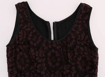 Shop Dolce & Gabbana Bordeaux Floral Lace Ricamo Sheath Women's Dress