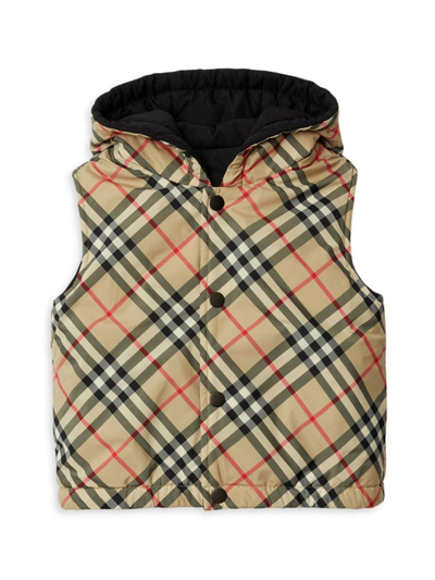 Shop Burberry Baby's & Little Kid's Reversible Check Vest In Archive Beige Check