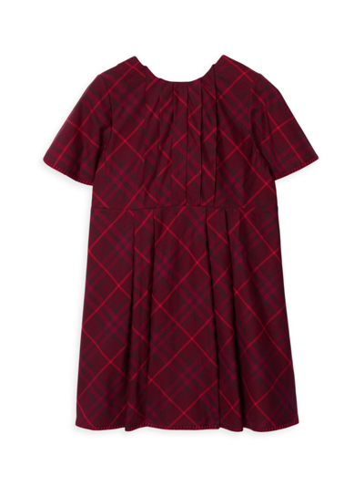 Shop Burberry Little Girl's & Girl's Gia Plaid Cotton Dress In Claret