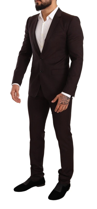 Shop Dolce & Gabbana Elegant Bordeaux Striped Martini Men's Suit