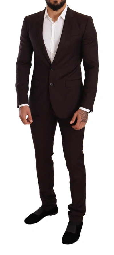 Shop Dolce & Gabbana Elegant Bordeaux Striped Martini Men's Suit