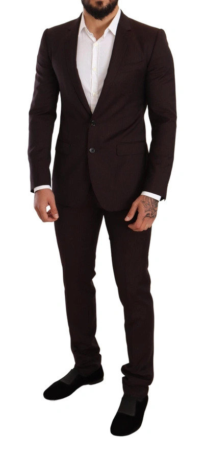 Dolce & Gabbana Black Single Breasted Formal Wool Blazer In Bordeaux