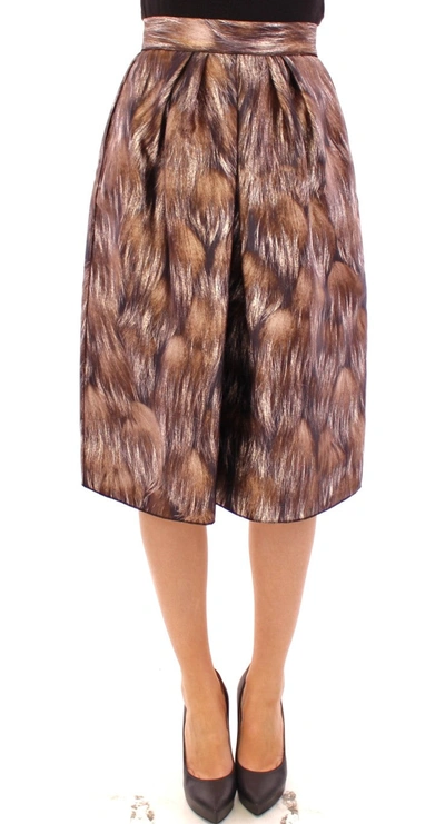 Shop Dolce & Gabbana Elegant Floral Silk Full Women's Skirt In Brown