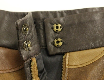 Dolce & Gabbana Brown Patchwork Leather Straight Skirt In Brown