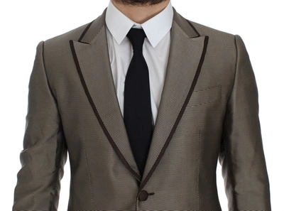 Shop Dolce & Gabbana Elegant Brown Silk Two-button Slim Men's Blazer