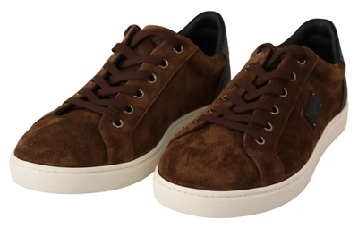 Shop Dolce & Gabbana Brown Suede Leather Mens Low Tops Men's Sneakers