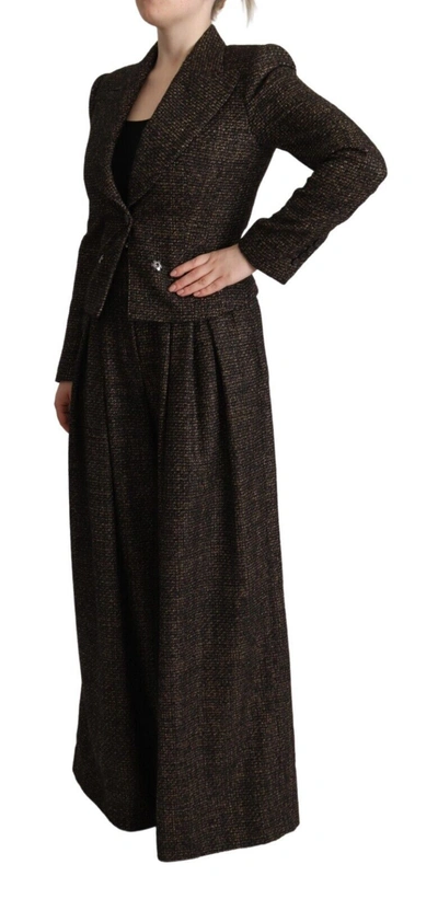 Dolce & Gabbana Dark Brown Wool Single Breasted 2 Pc Jacket Pants In Brown