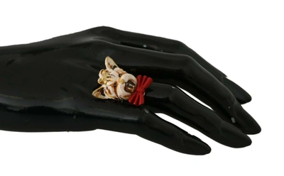 Shop Dolce & Gabbana Elegant Canine Charm Women's Women's Ring In Beige