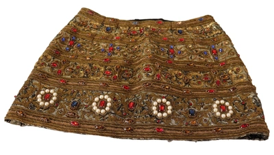 Shop Dolce & Gabbana Gold Embellished High Waist Mini Women's Skirt