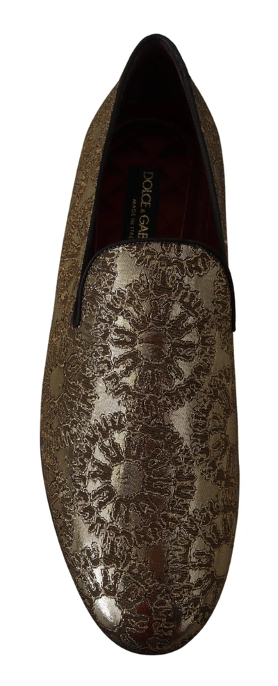 Shop Dolce & Gabbana Gold Tone Loafers Slides Dress Men's Shoes