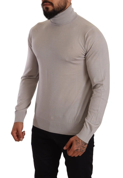 Dolce & Gabbana Beige Cashmere Turtleneck Pullover Sweater In Light Blue
