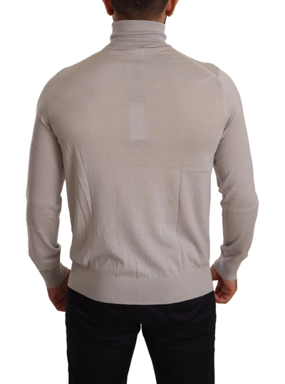 Dolce & Gabbana Beige Cashmere Turtleneck Pullover Sweater In Light Blue