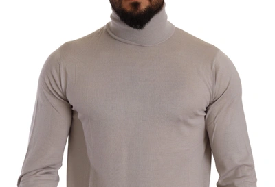 Dolce & Gabbana Beige Cashmere Turtleneck Pullover Sweater In Light Blue