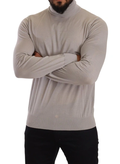 Dolce & Gabbana Beige Cashmere Turtleneck Pullover Sweater In Light Blue