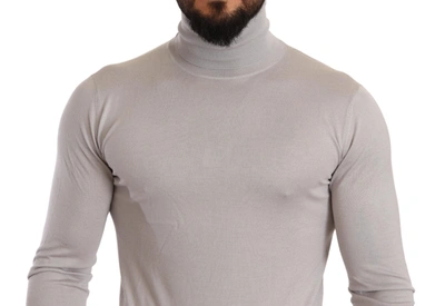 Dolce & Gabbana Gray Cashmere Turtleneck Pullover Sweater In Gray
