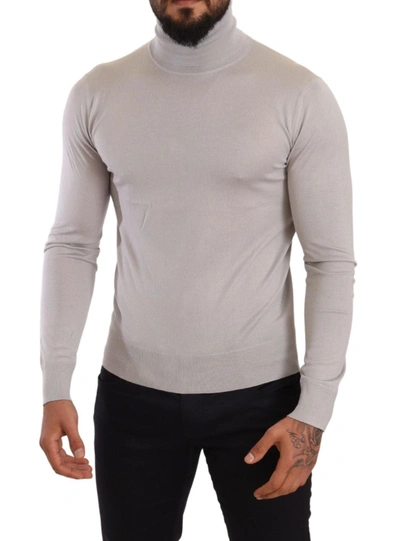 Dolce & Gabbana Gray Cashmere Turtleneck Pullover Sweater In Gray