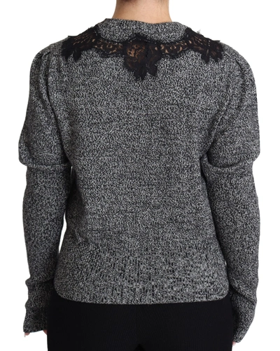 Shop Dolce & Gabbana Elegant Grey Cashmere Lace-trim Women's Sweater In Gray
