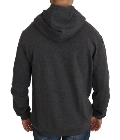 Dolce & Gabbana Gray Hooded Red Crystal Heart Gun Sweater In Gray