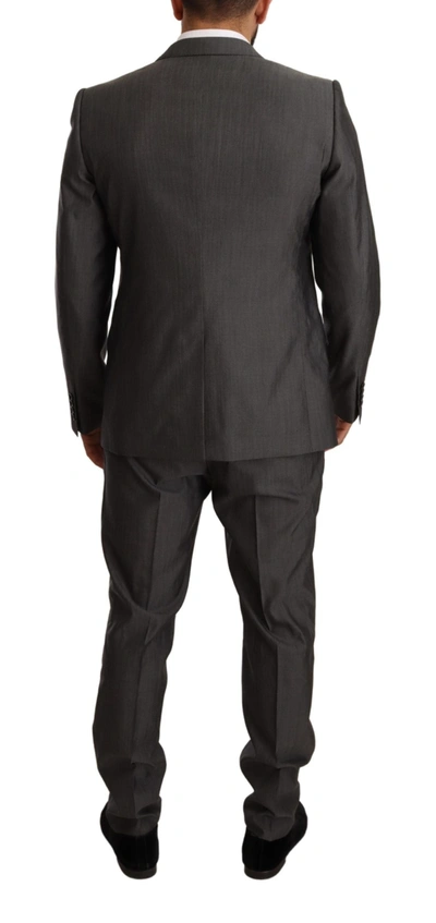 Shop Dolce & Gabbana Elegant Martini Slim-fit Wool Silk Men's Suit In Gray
