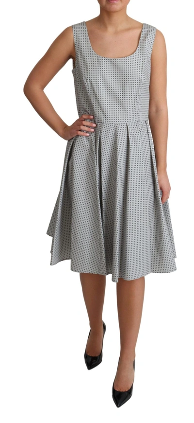 Shop Dolce & Gabbana Chic Polka Dotted Sleeveless A-line Women's Dress In Gray