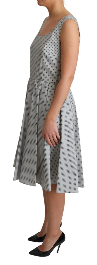 Shop Dolce & Gabbana Chic Polka Dotted Sleeveless A-line Women's Dress In Gray