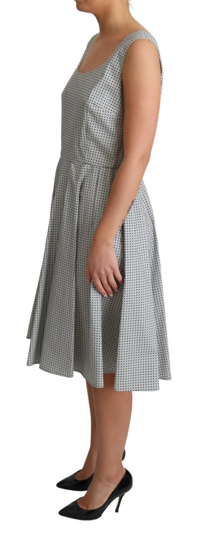 Dolce & Gabbana Gray Polka Dotted Cotton A-line Dress In Gray