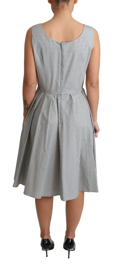 Shop Dolce & Gabbana Chic Polka Dotted Sleeveless A-line Women's Dress In Gray