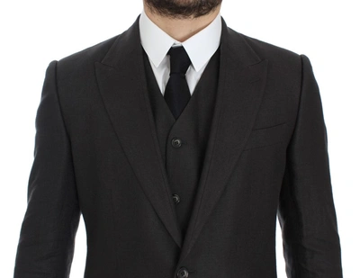 Shop Dolce & Gabbana Elegant Gray Linen Slim Fit Blazer And Men's Vest