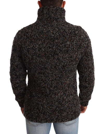 Shop Dolce & Gabbana Elegant Speckled Turtleneck Wool-blend Men's Sweater In Gray
