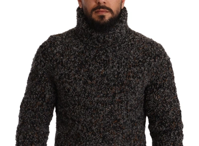 Shop Dolce & Gabbana Elegant Speckled Turtleneck Wool-blend Men's Sweater In Gray