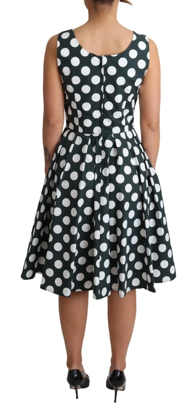 Dolce & Gabbana Green Polka Dotted Cotton A-line Dress In Green