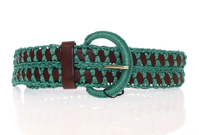 Shop Dolce & Gabbana Enchanting Corset-style Woven Raffia Women's Belt In Green