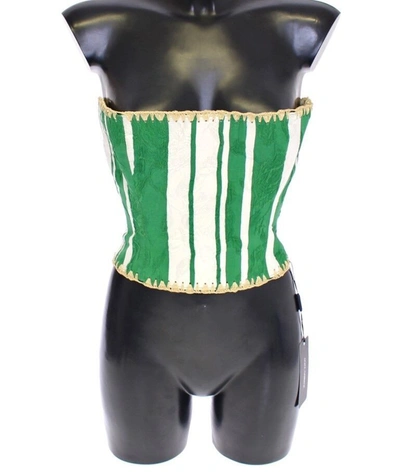 Shop Dolce & Gabbana Enchanting Woven Raffia Corset Women's Belt In Green
