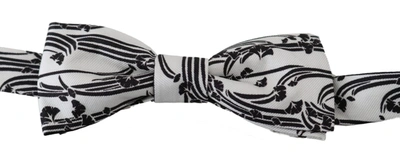 Shop Dolce & Gabbana Elegant White Patterned Silk Bow Men's Tie