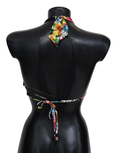 Shop Dolce & Gabbana Vibrant Floral Print Bikini Women's Top In Multicolor