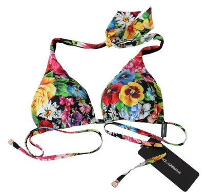 Shop Dolce & Gabbana Vibrant Floral Print Bikini Women's Top In Multicolor