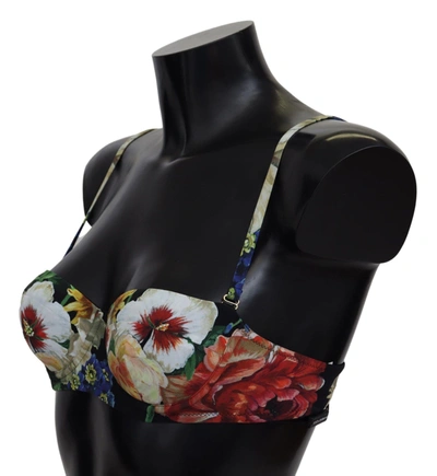 Shop Dolce & Gabbana Floral Elegance Elastic Bikini Women's Top In Multicolor