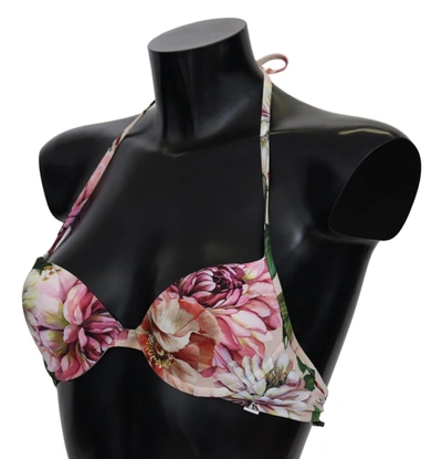 Shop Dolce & Gabbana Floral Elegance Elastic Bikini Women's Top In Multicolor