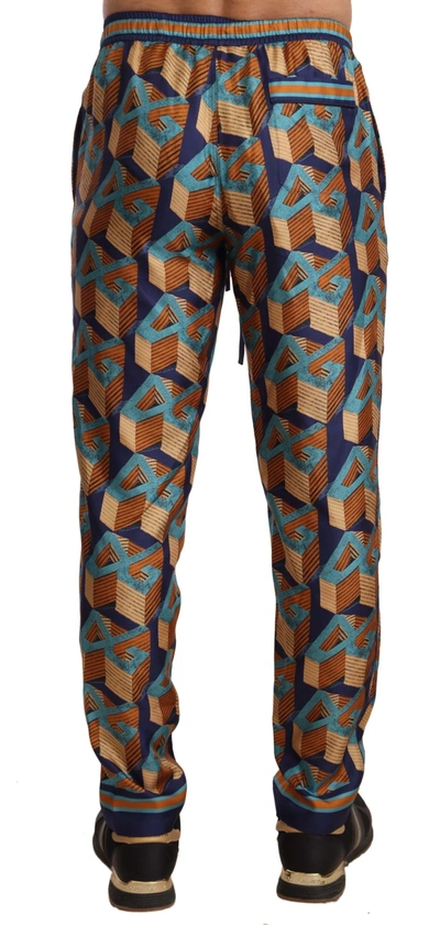 Shop Dolce & Gabbana Elegant Silk Jogger Pants With Vibrant Men's Print In Multicolor